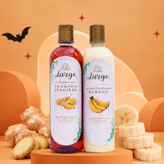 Kit Dúo Restauración (shampoo jengibre- acondicionador Banano)
